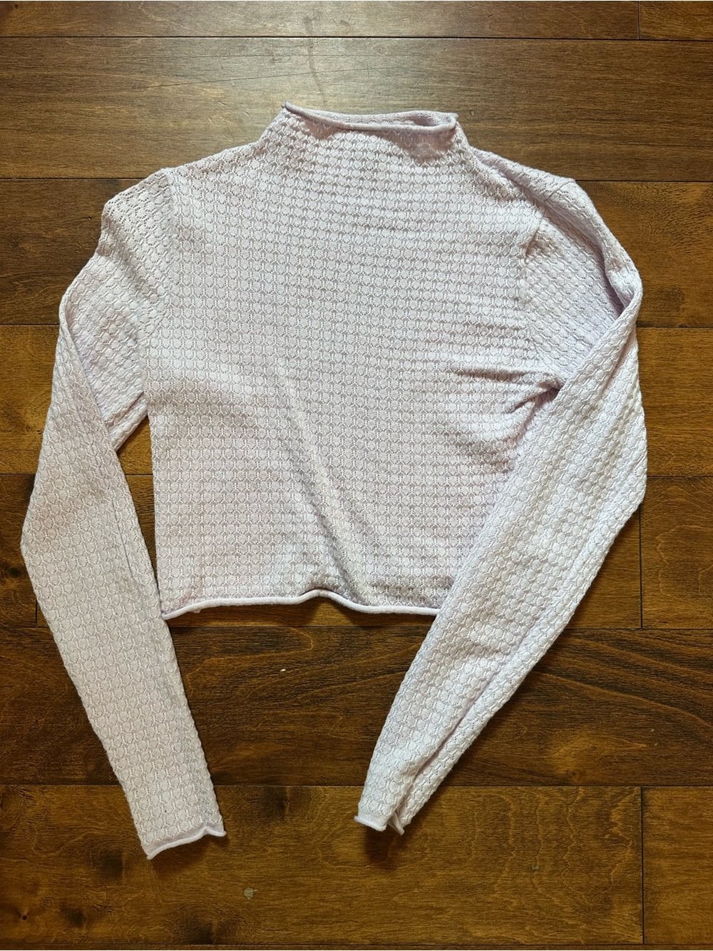 Women's Light Purple Knit Mock Neck Long Sleeve Top
